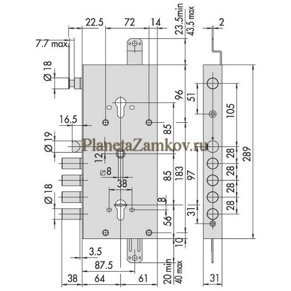 Замок CISA 57.966.48 ключ 64 мм с перекодировкой NEW CAMBIO FACILE